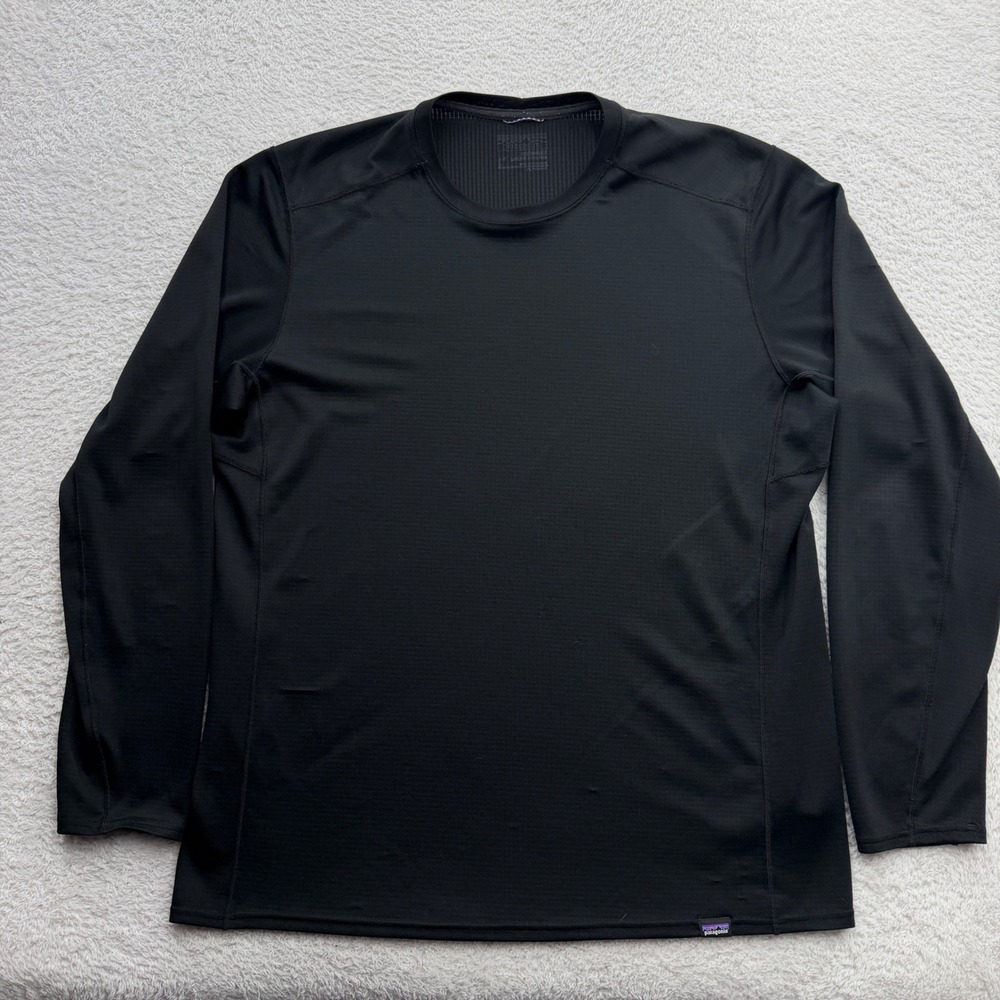Patagonia‎ Mens Capilene Midweight Baselayer Top Black Polartec Power Grid Large